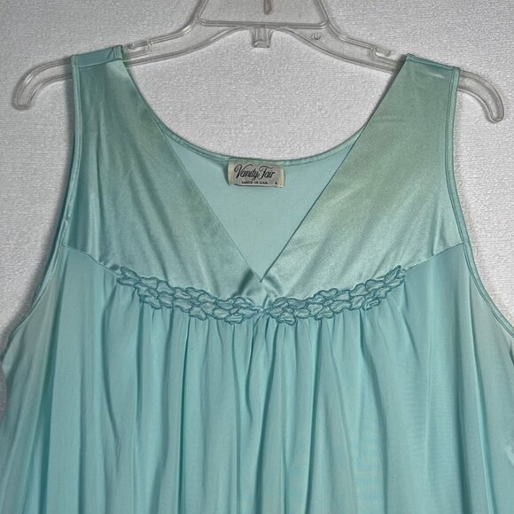 Vintage Vanity Fair Nightie Blue Sleeveless Nylon Nightgown LG USA - Picture 2 of 14